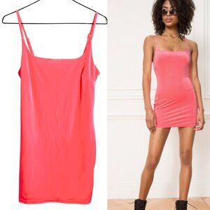 Revolve Superdown Bright Neon Pink Kimbra Velour Party Fitted Mini Slip Dress